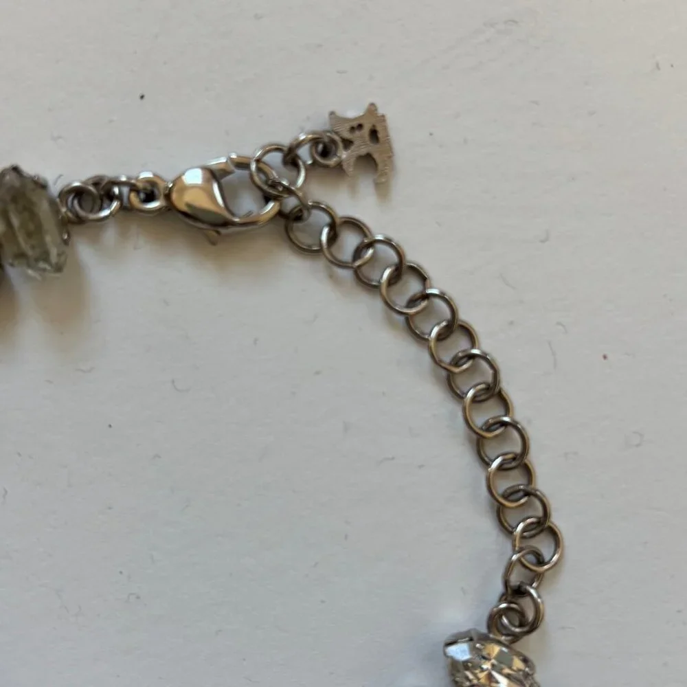 Labradorite, Quartz and Crystal Silver Tone Bracelet - DC Paris - Adjustable - Picture 3 of 5